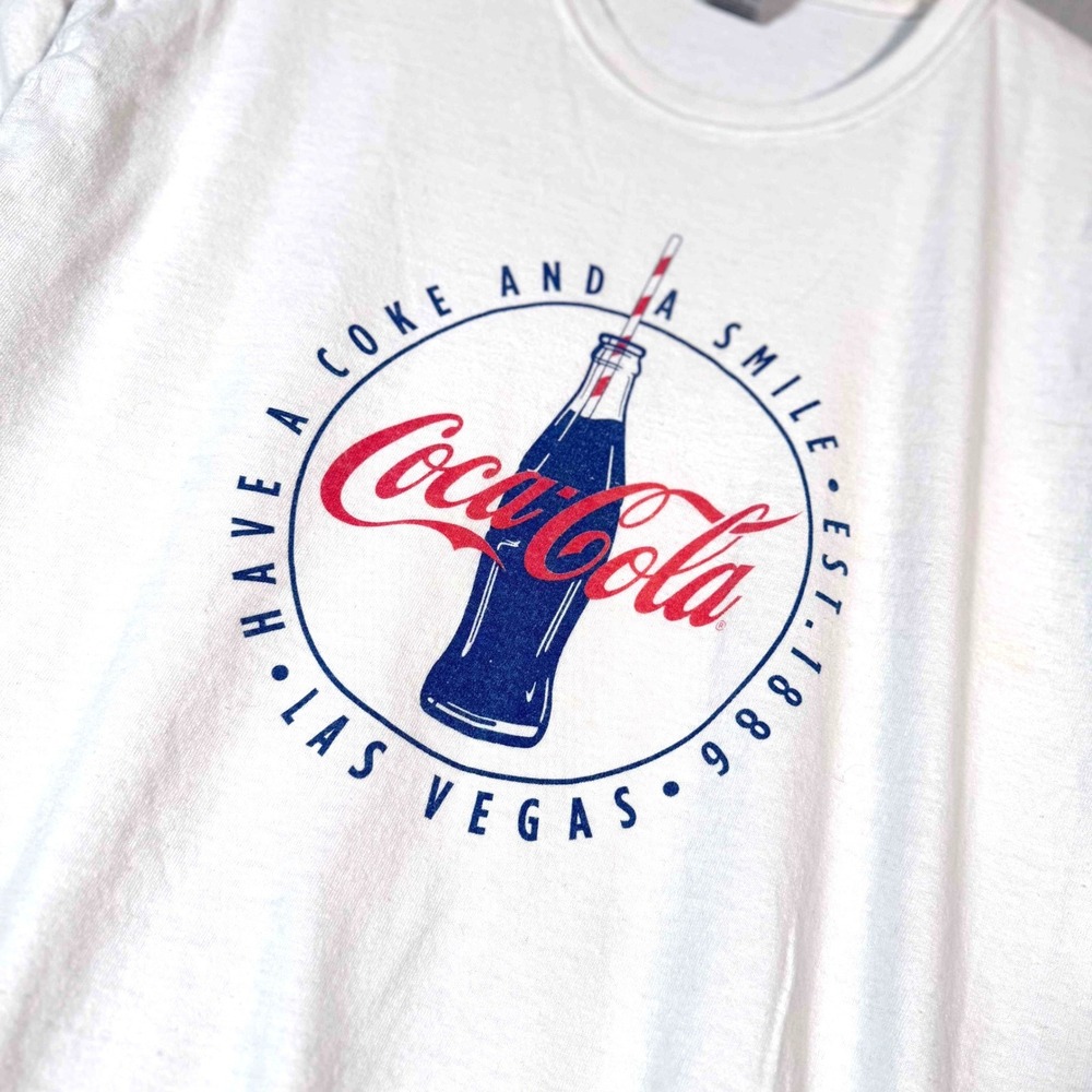 Coca-Cola Las Vegas Graphic Tee White Gildan Heavy Cotton Large